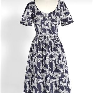 ModCloth What’s The Scoop? Dress in Navy With Tiger Print
